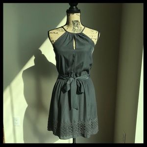 Express Grey Halter Dress Crochet Detail